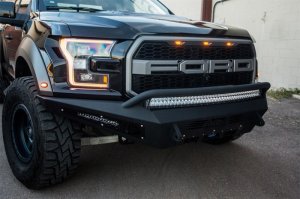 Ford F-150 Raptor Front Bumper - Addictive Desert Designs - HoneyBadger - Hammer Black with Satin Black panels - `17-`18 Ford F-150 Raptor Front Bumper - Addictive Desert Designs - HoneyBadger - Hammer Black with Satin Black panels - `17-`18